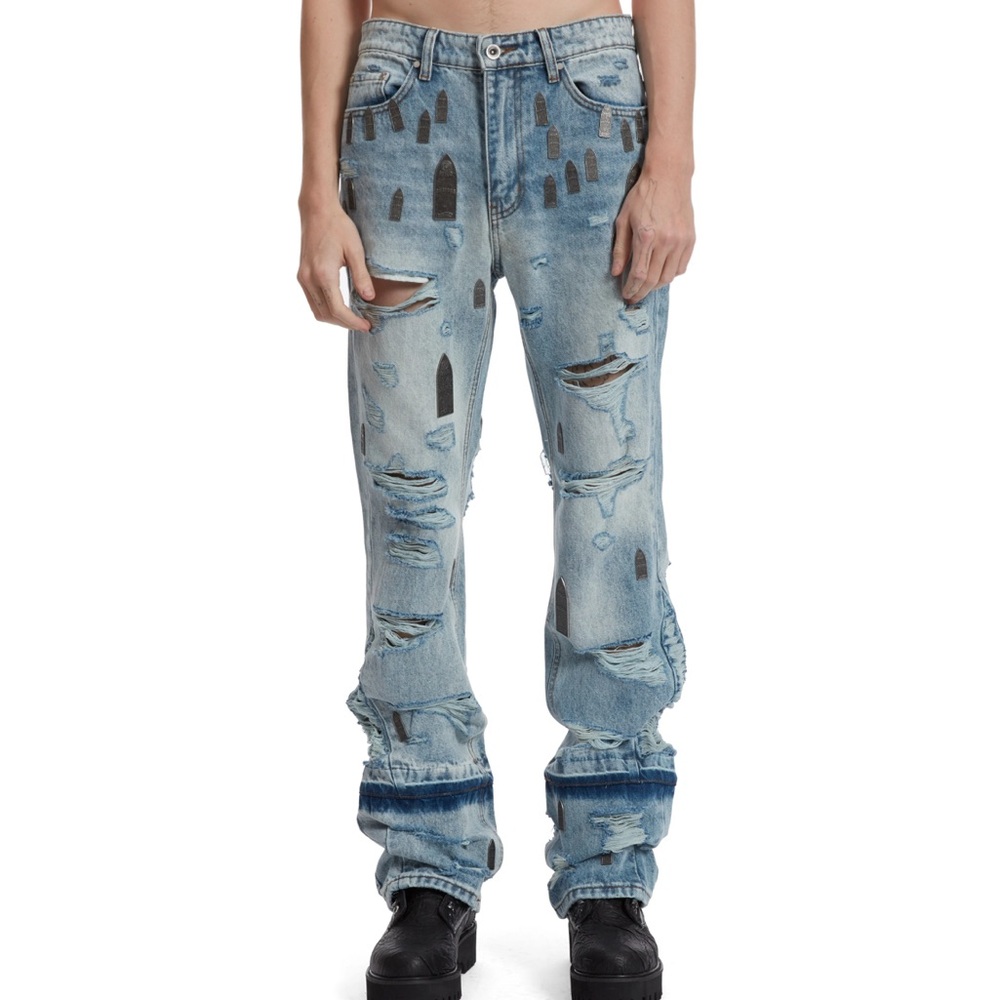 Distressed Blue Cargo Pants